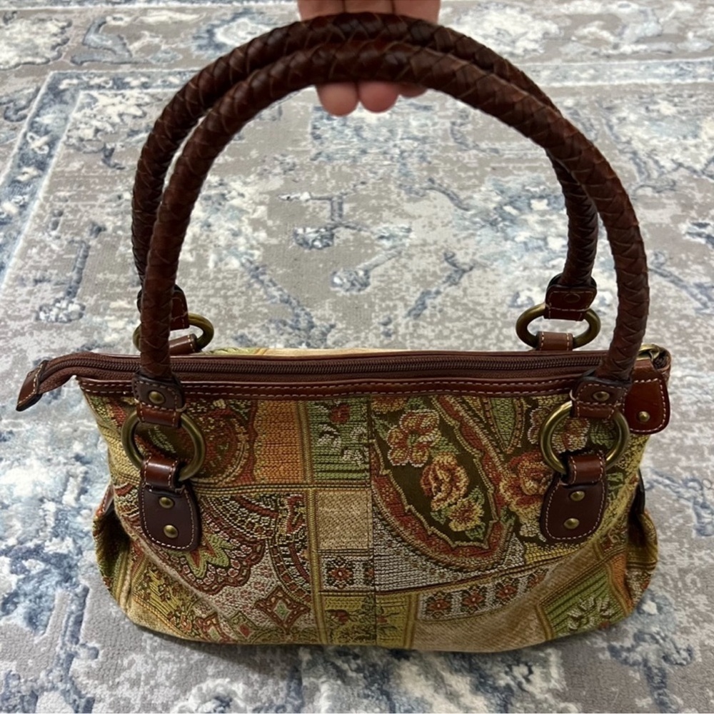Fossil Vintage Tapestry Floral Patchwork Shoulder Purse - Picture 2 of 11